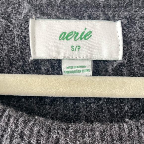 Aerie Oversized Fuzzy Sweater | Grey Distressed Look | Size Small - Picture 2 of 5